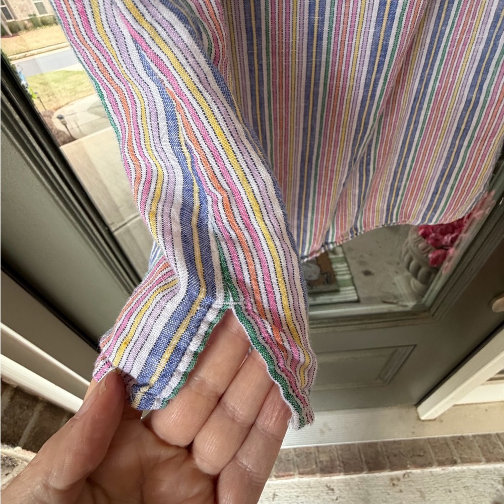 Talbots Pastel Multi-Striped Sleeveless V-Neck Tank, Lp - Picture 6 of 12